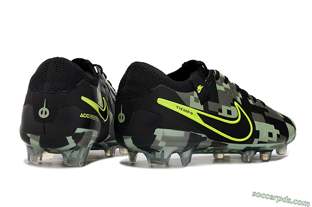 Nike Tiempo Legend 10 Elite FG Low-Tops Football Boots - Black/Yellow/Camo 6