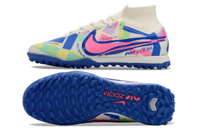 Nike Air Zoom Mercurial Superfly 9 Elite TF High-Tops Football Shoes - White/Rainbow