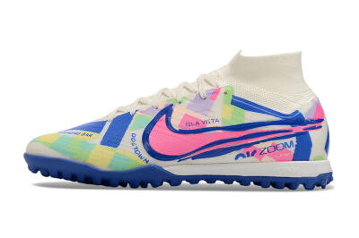 Nike Air Zoom Mercurial Superfly 9 Elite TF High-Tops Football Shoes - White/Rainbow