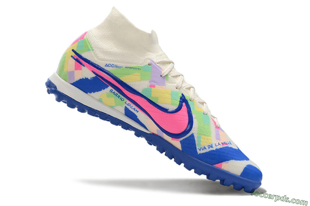 Nike Air Zoom Mercurial Superfly 9 Elite TF High-Tops Football Shoes - White/Rainbow 4