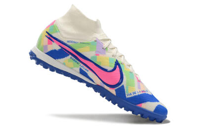 Nike Air Zoom Mercurial Superfly 9 Elite TF High-Tops Football Shoes - White/Rainbow