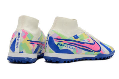 Nike Air Zoom Mercurial Superfly 9 Elite TF High-Tops Football Shoes - White/Rainbow