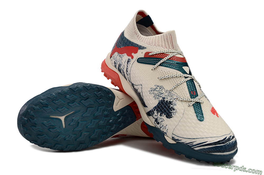 Puma Future Ultimate TF Low-Tops Football Shoes - Beige/Blue/Red 3