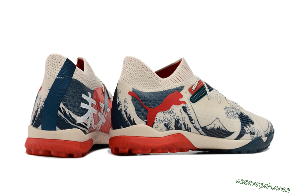 Puma Future Ultimate TF Low-Tops Football Shoes - Beige/Blue/Red 6