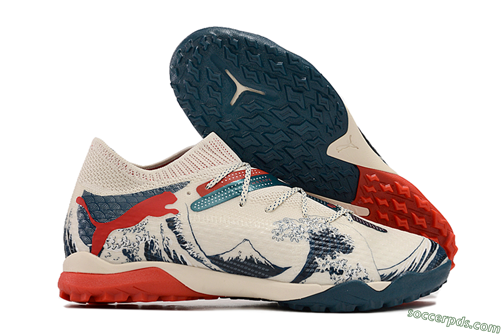 Puma Future Ultimate TF Low-Tops Football Shoes - Beige/Blue/Red 1