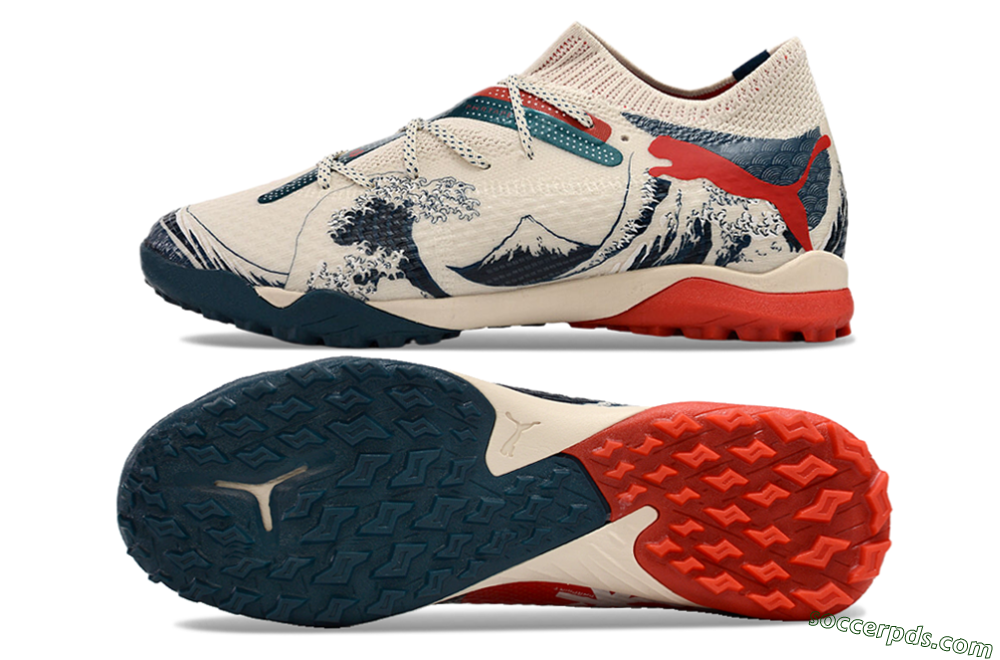 Puma Future Ultimate TF Low-Tops Football Shoes - Beige/Blue/Red 0