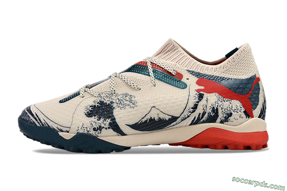 Puma Future Ultimate TF Low-Tops Football Shoes - Beige/Blue/Red 2