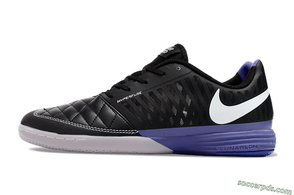 Nike Lunar Gato 2 IC Low-Tops Football Shoes - Black/White/Purple 2