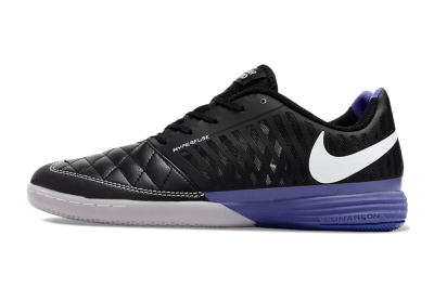 Nike Lunar Gato 2 IC Low-Tops Football Shoes - Black/White/Purple