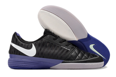 Nike Lunar Gato 2 IC Low-Tops Football Shoes - Black/White/Purple