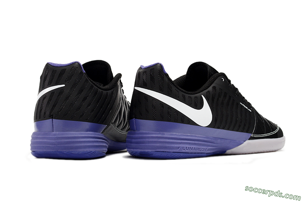 Nike Lunar Gato 2 IC Low-Tops Football Shoes - Black/White/Purple 6