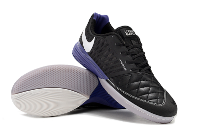 Nike Lunar Gato 2 IC Low-Tops Football Shoes - Black/White/Purple