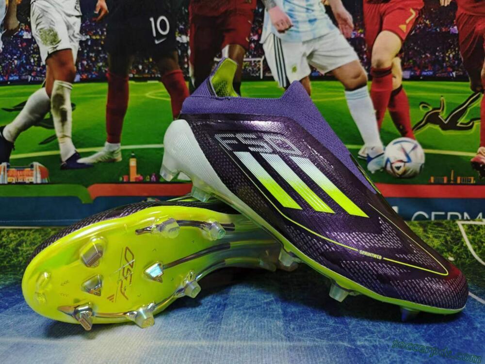 Adidas F50+ Adizero FG Low-Tops Football Boots - Purple/Yellow/Blue