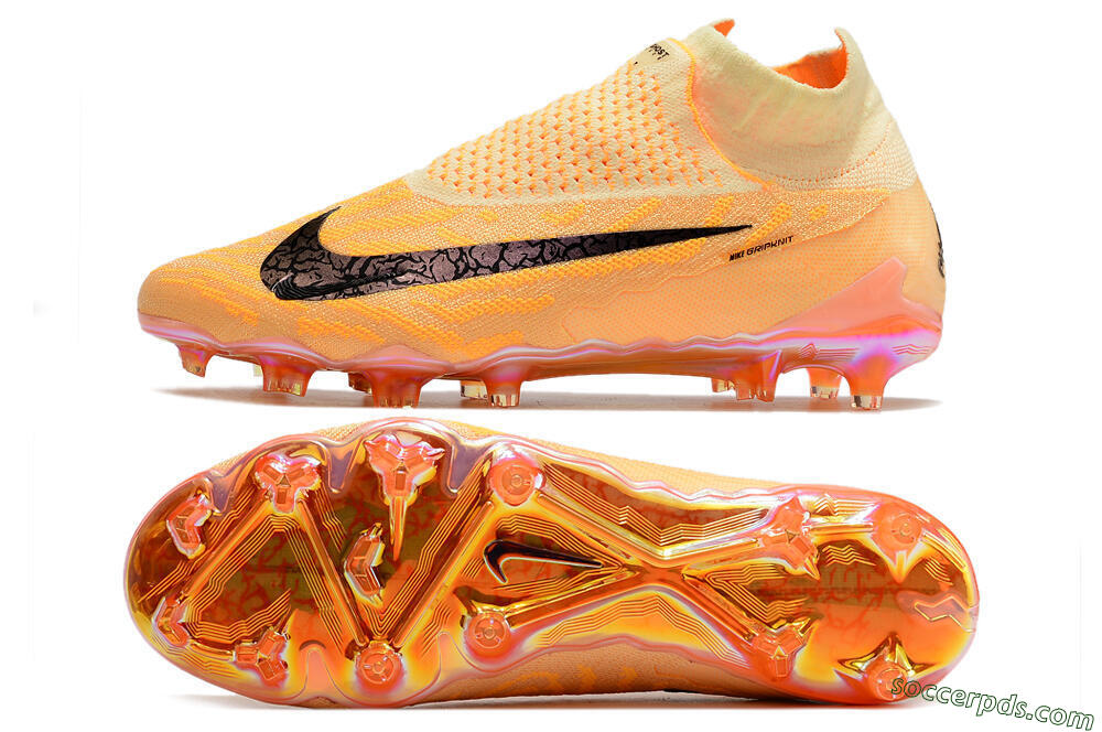 Nike Phantom GX Elite DF Link Blaze Pack FG High-Tops Football Boots - Citron Tint/Burgundy Crush 0