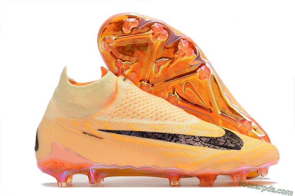 Nike Phantom GX Elite DF Link Blaze Pack FG High-Tops Football Boots - Citron Tint/Burgundy Crush 1