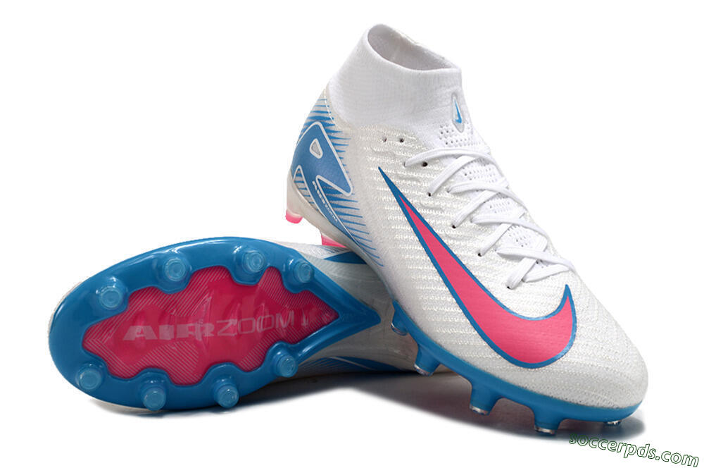 Nike Air Zoom Mercurial Superfly 10 Elite AG High-Tops Football Boots - White/Pink/Blue 3