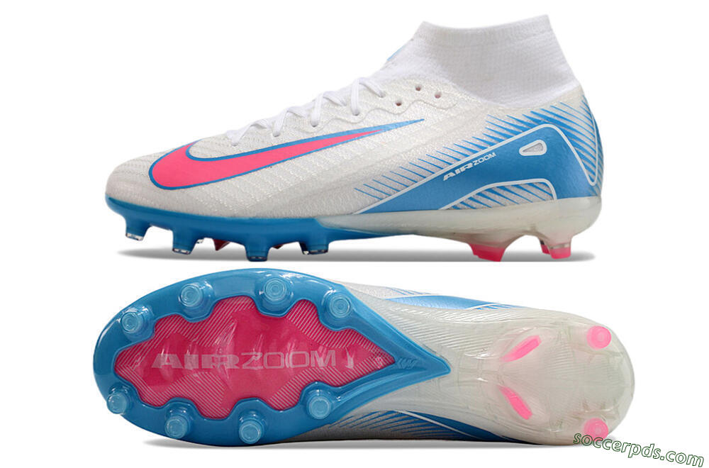 Nike Air Zoom Mercurial Superfly 10 Elite AG High-Tops Football Boots - White/Pink/Blue 0