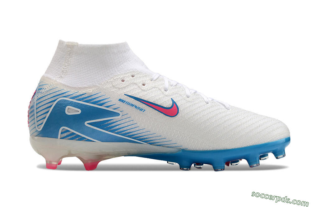 Nike Air Zoom Mercurial Superfly 10 Elite AG High-Tops Football Boots - White/Pink/Blue 7
