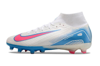 Nike Air Zoom Mercurial Superfly 10 Elite AG High-Tops Football Boots - White/Pink/Blue