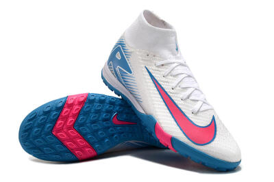 Nike Air Zoom Mercurial Superfly 10 Elite TF High-Tops Football Shoes - White/Pink/Blue