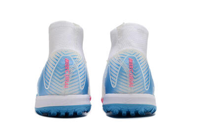 Nike Air Zoom Mercurial Superfly 10 Elite TF High-Tops Football Shoes - White/Pink/Blue