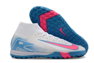 Nike Air Zoom Mercurial Superfly 10 Elite TF High-Tops Football Shoes - White/Pink/Blue
