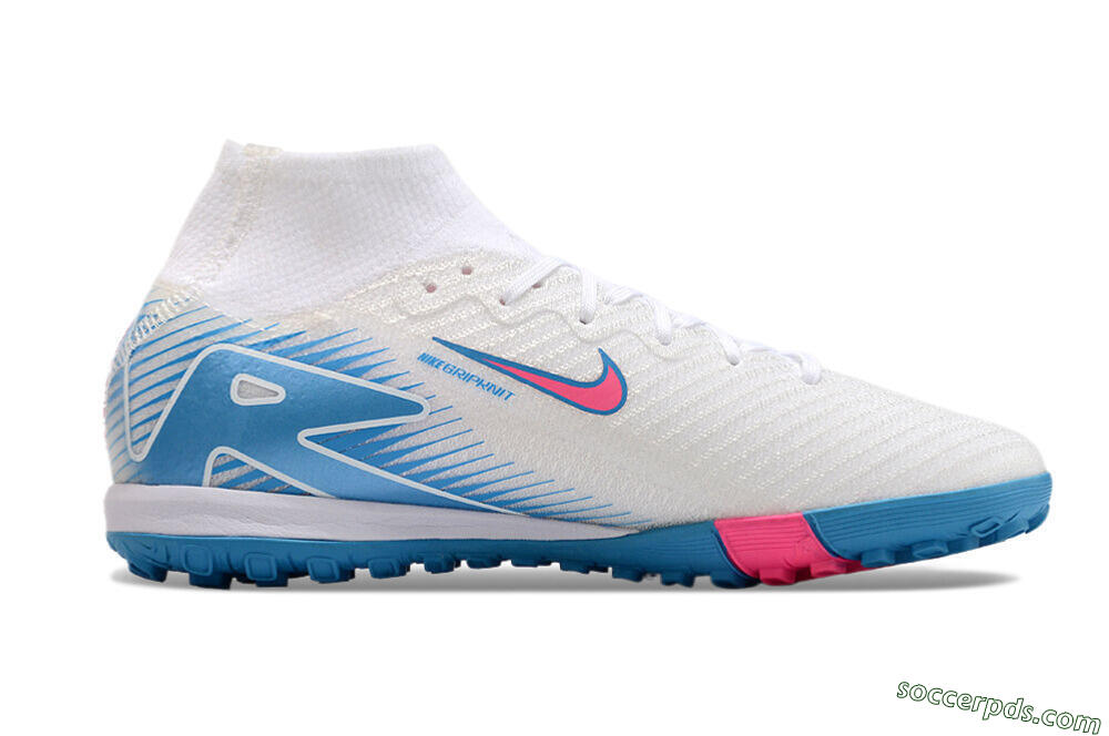 Nike Air Zoom Mercurial Superfly 10 Elite TF High-Tops Football Shoes - White/Pink/Blue 7