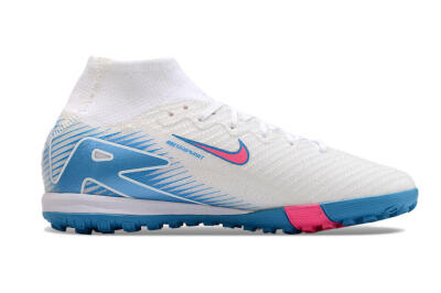 Nike Air Zoom Mercurial Superfly 10 Elite TF High-Tops Football Shoes - White/Pink/Blue