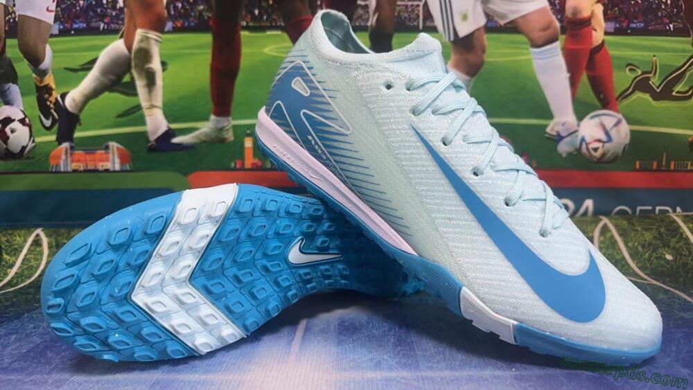 Nike Air Zoom Mercurial Vapor 16 Elite TF Low-Tops Football Shoes - Jade/Beige/Blue