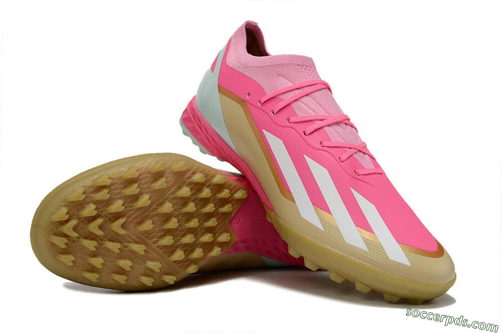 Adidas X 23 Crazyfast.1 TF Low-Tops Football Shoes - Pink/White/Gold 3