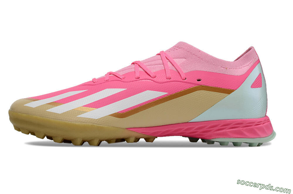 Adidas X 23 Crazyfast.1 TF Low-Tops Football Shoes - Pink/White/Gold 2