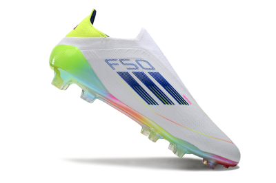 Adidas F50 Elite Laceless FG Low-Tops Football Boots - White/Blue/Pink/Yellow