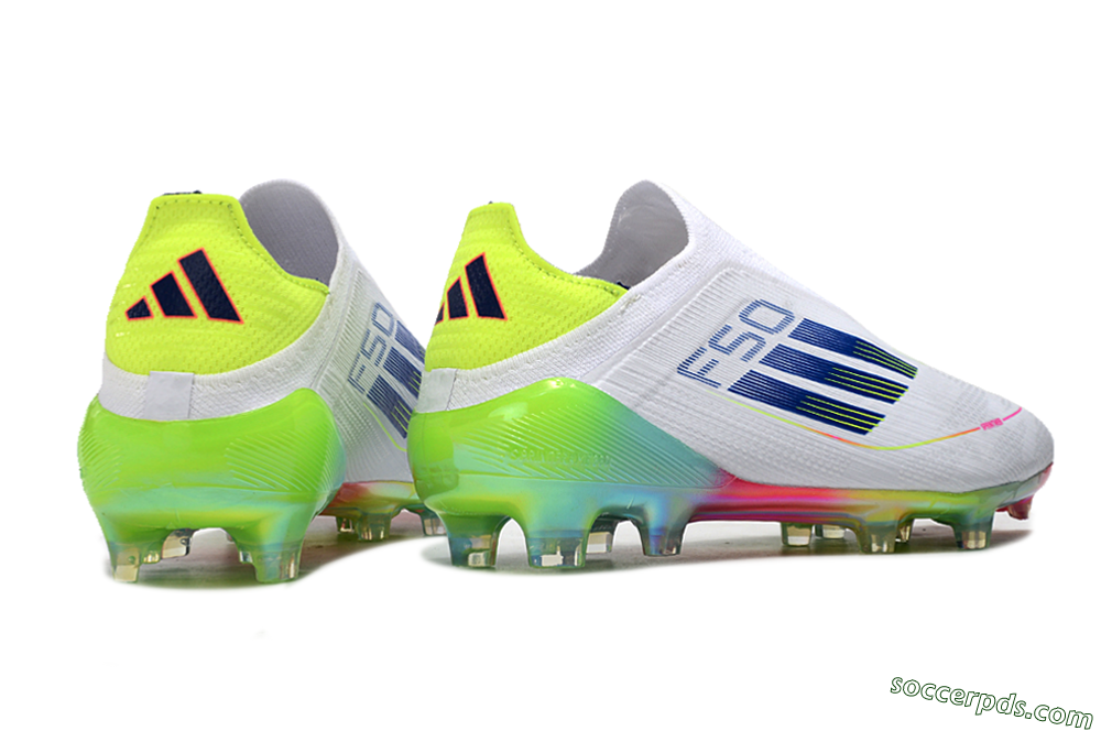 Adidas F50 Elite Laceless FG Low-Tops Football Boots - White/Blue/Pink/Yellow 6