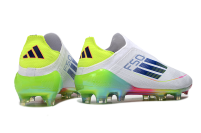 Adidas F50 Elite Laceless FG Low-Tops Football Boots - White/Blue/Pink/Yellow