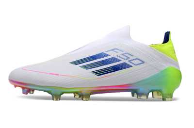 Adidas F50 Elite Laceless FG Low-Tops Football Boots - White/Blue/Pink/Yellow