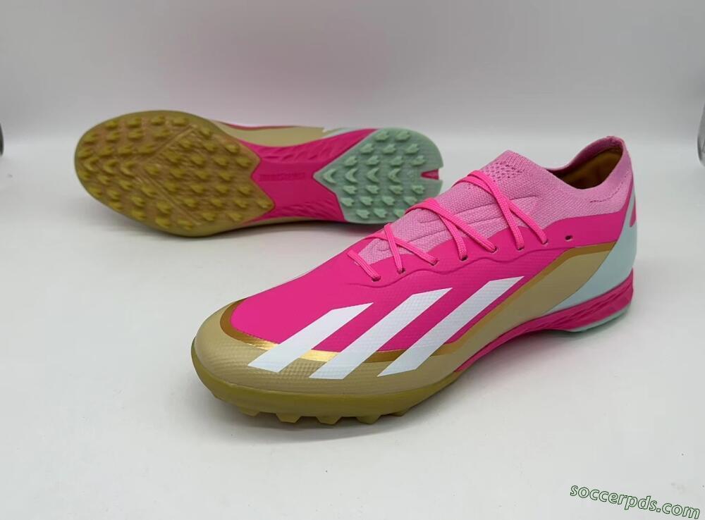 Adidas X 23 Crazyfast.1 TF Low-Tops Football Shoes - Pink/White/Gold