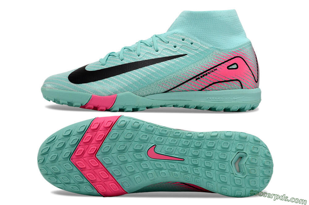 Nike Air Zoom Mercurial Superfly 10 Elite TF High-Tops Football Shoes - Green/Pink/Black 0