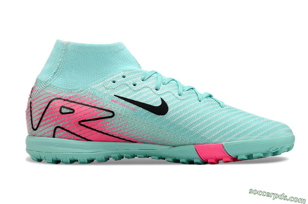 Nike Air Zoom Mercurial Superfly 10 Elite TF High-Tops Football Shoes - Green/Pink/Black 4