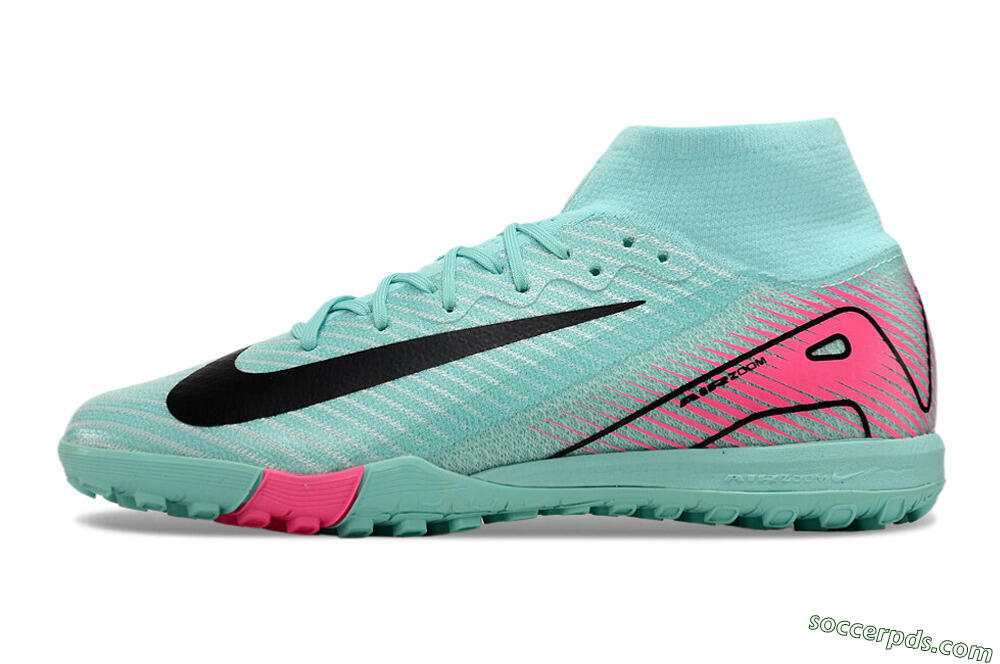 Nike Air Zoom Mercurial Superfly 10 Elite TF High-Tops Football Shoes - Green/Pink/Black 2