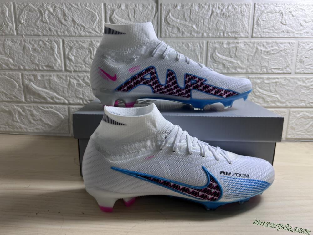 Nike Air Zoom Mercurial Superfly 9 Elite FG High-Tops Football Boots - White/Blue/Pink