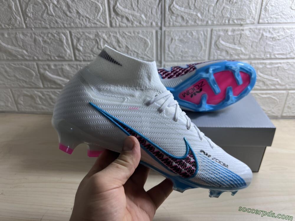 Nike Air Zoom Mercurial Superfly 9 Elite FG High-Tops Football Boots - White/Blue/Pink