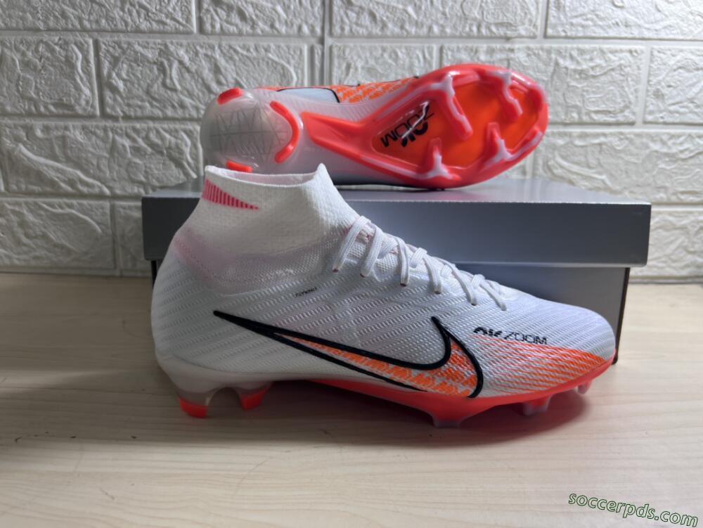 Nike Air Zoom Mercurial Superfly 9 Elite FG High-Tops Football Boots - White/Orange/Black