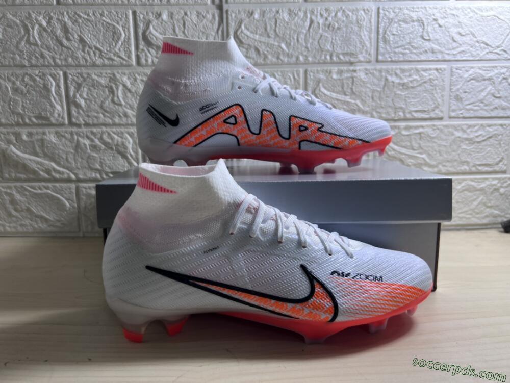 Nike Air Zoom Mercurial Superfly 9 Elite FG High-Tops Football Boots - White/Orange/Black