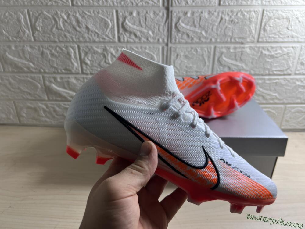 Nike Air Zoom Mercurial Superfly 9 Elite FG High-Tops Football Boots - White/Orange/Black