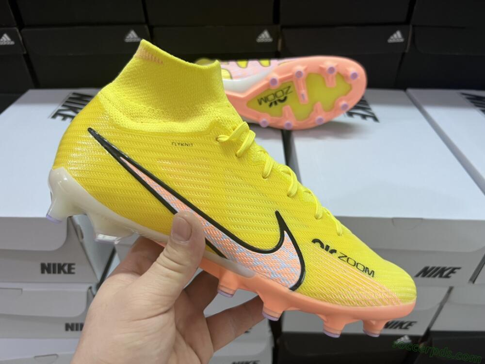 Nike Air Zoom Mercurial Superfly 9 Elite FG High-Tops Football Boots - Yellow/Pink