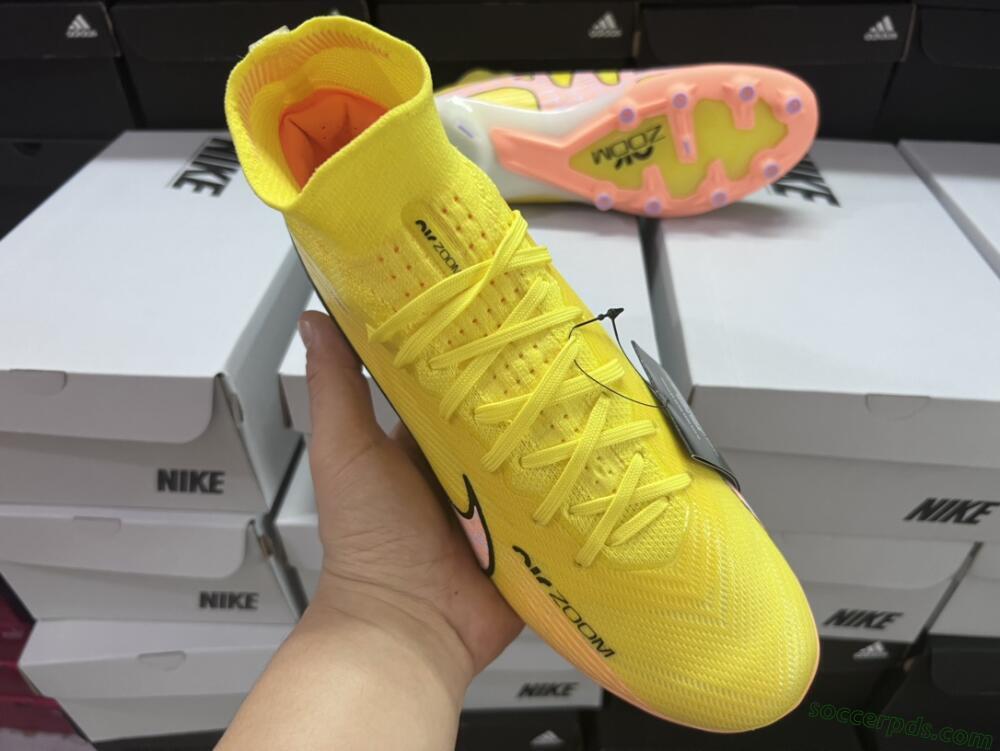 Nike Air Zoom Mercurial Superfly 9 Elite FG High-Tops Football Boots - Yellow/Pink