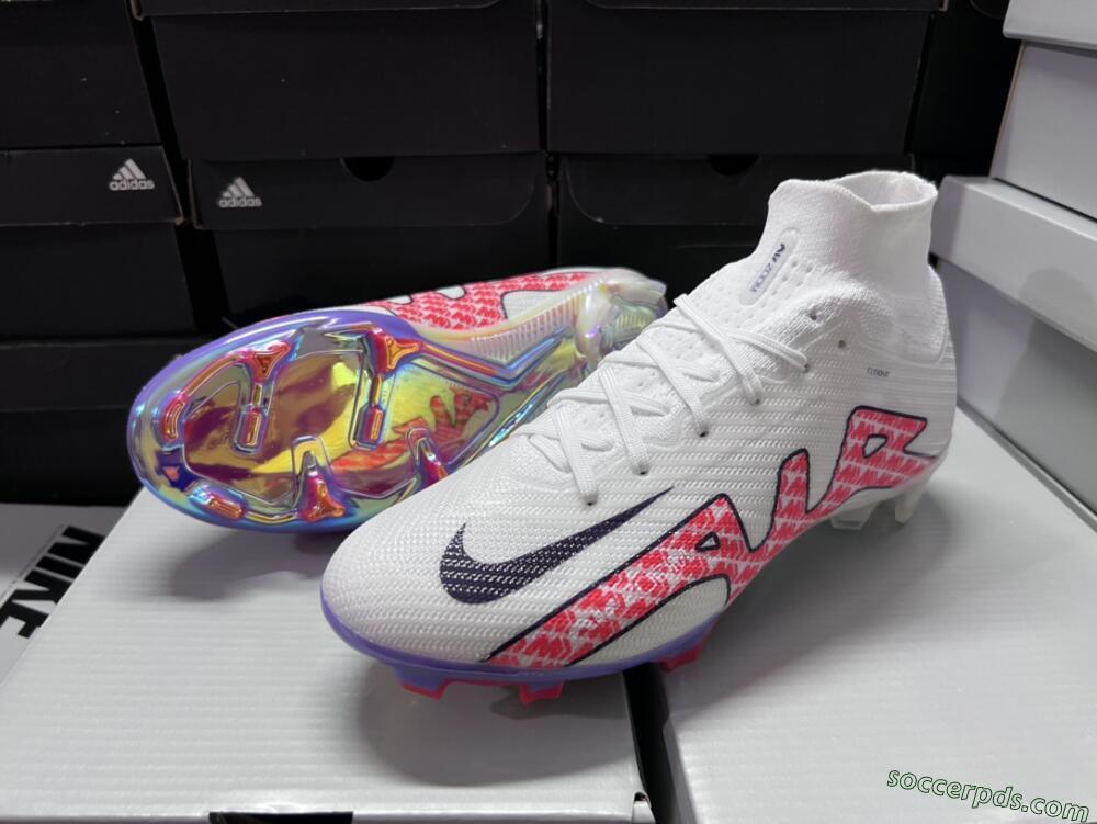 Nike Air Zoom Mercurial Superfly 9 Elite FG High-Tops Football Boots - White/Red