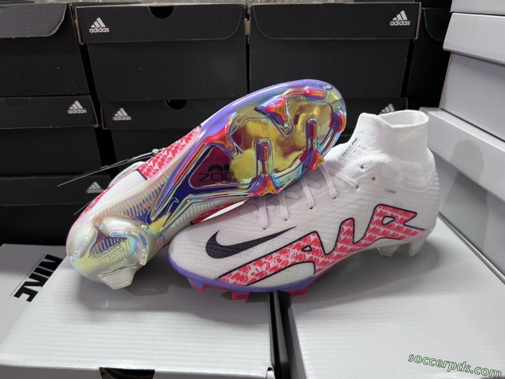 Nike Air Zoom Mercurial Superfly 9 Elite FG High-Tops Football Boots - White/Red