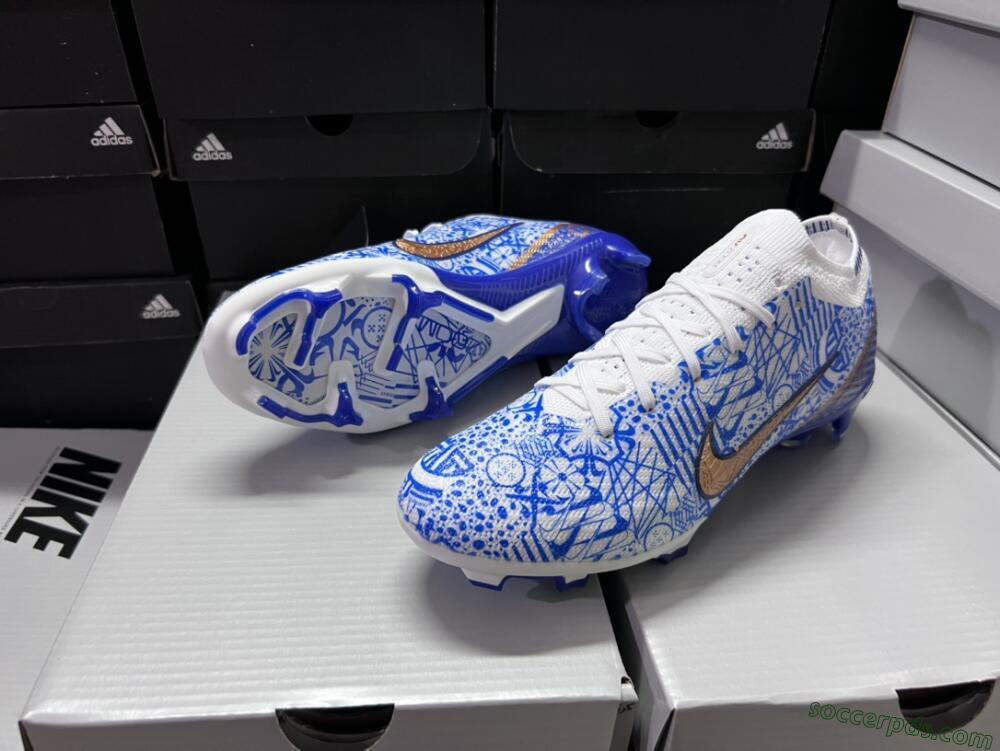 Nike Air Zoom Mercurial Vapor 15 Elite FG Low-Tops Football Boots - Blue/White/Red