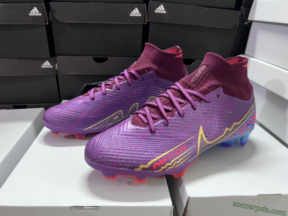 Nike Air Zoom Mercurial Superfly 9 Elite FG High-Tops Football Boots - Purple/Blue/Gold